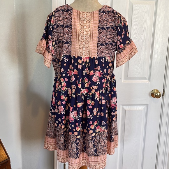 Umgee dress navy floral L - Picture 8 of 10